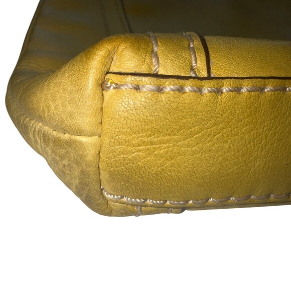 Fossil Womens Genuine Leather Yellow Crossbody Bag Adjustable Strap - Picture 11 of 16